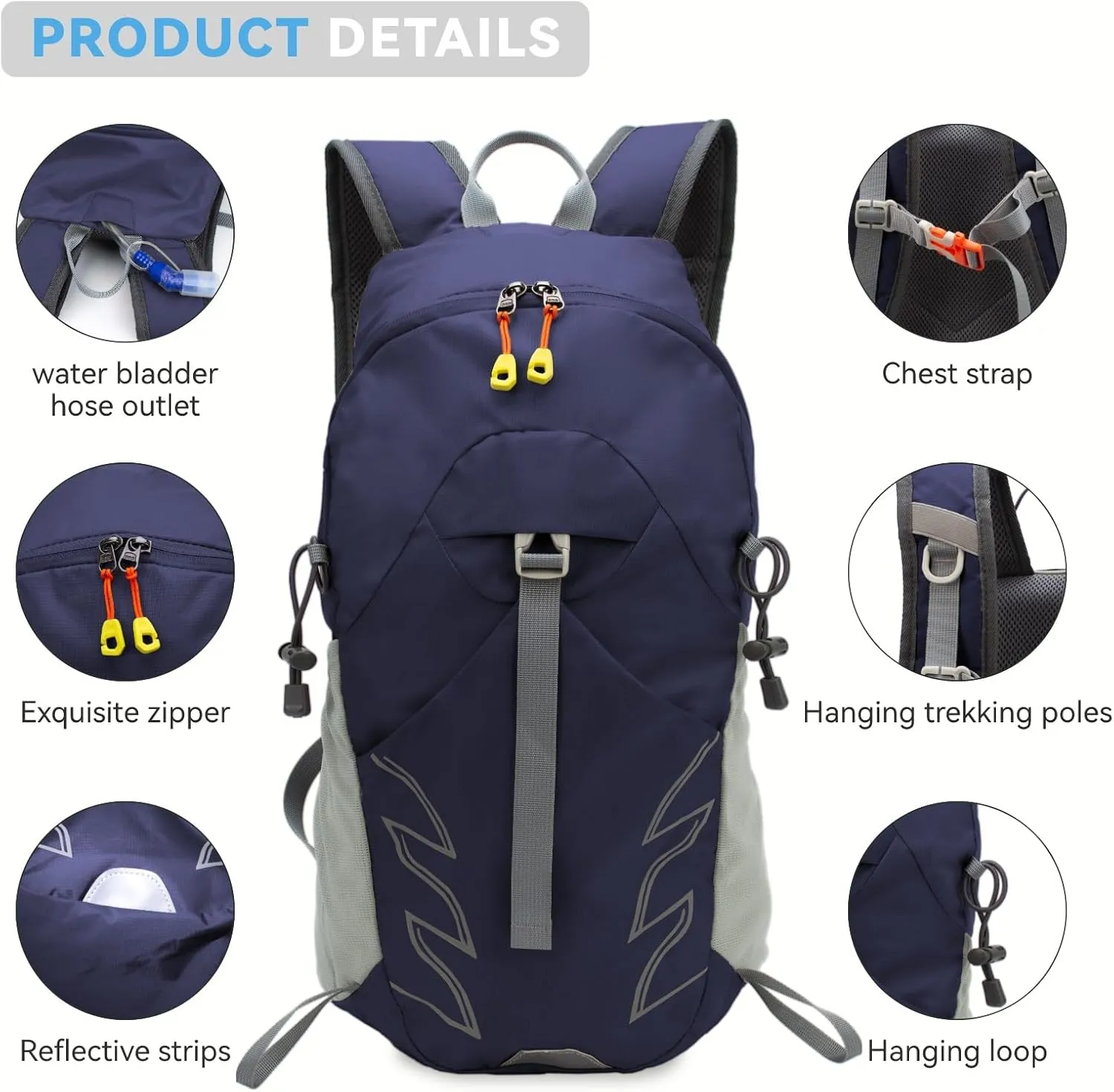Small Lightweight Hiking Backpack，25L Foldable Hiking Daypack Cycling Hydration Backpack Travel Camping Bag