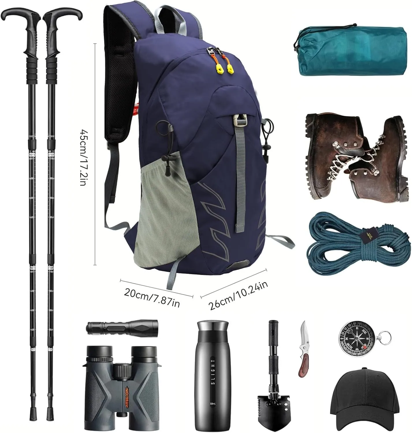 Small Lightweight Hiking Backpack，25L Foldable Hiking Daypack Cycling Hydration Backpack Travel Camping Bag