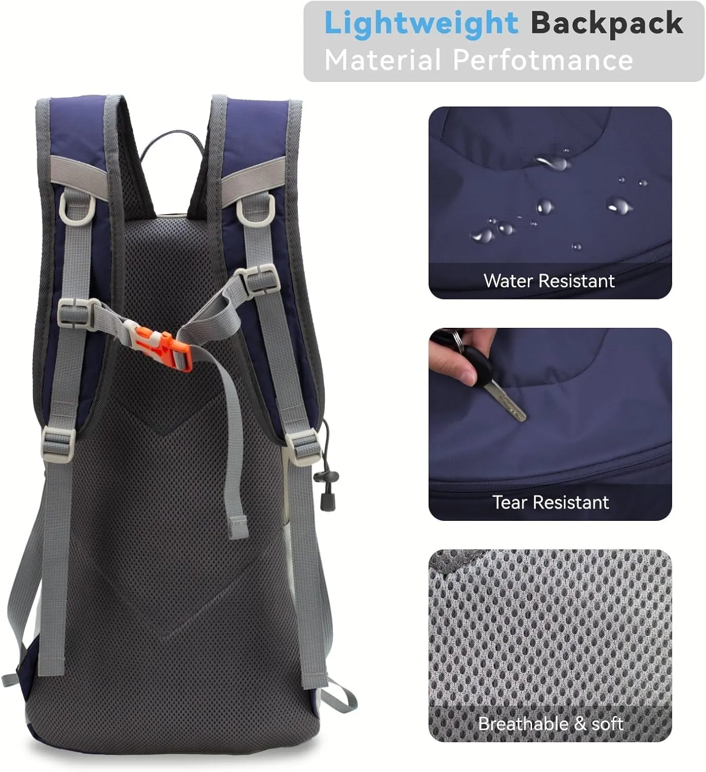 Small Lightweight Hiking Backpack，25L Foldable Hiking Daypack Cycling Hydration Backpack Travel Camping Bag