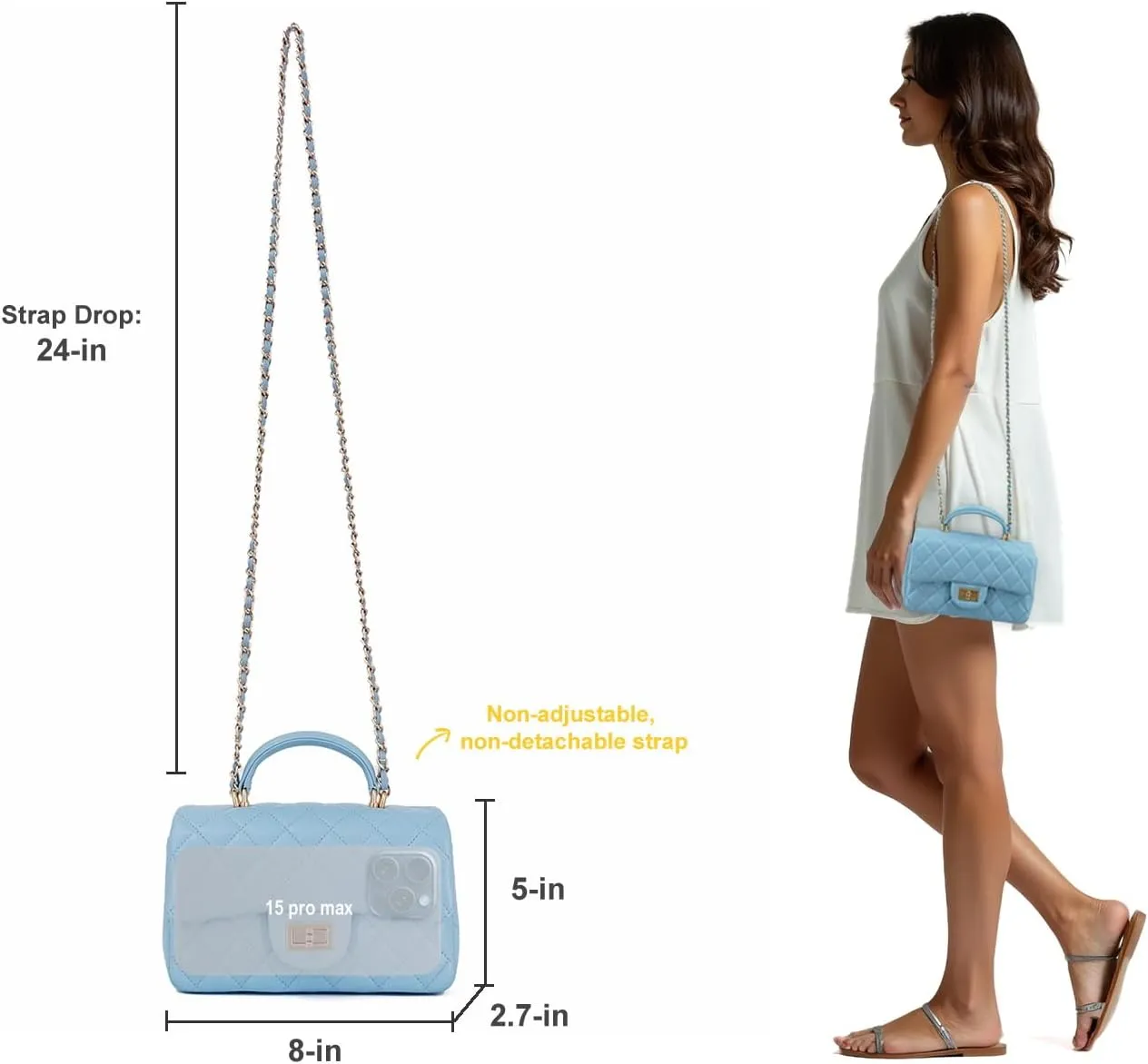 Small Quilted Crossbody Bags for Women, Genuine Leather Shoulder Bag w/Gold Chain Strap, Soft Mini Top Handle Flap Purse
