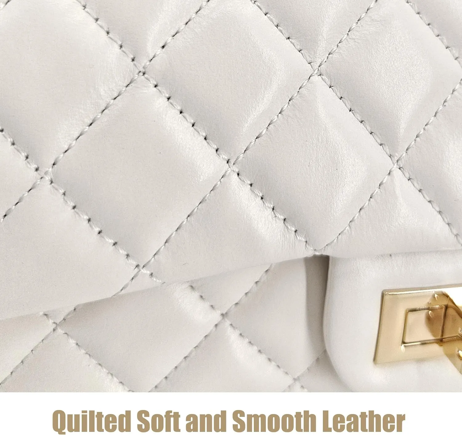 Small Quilted Crossbody Bags for Women, Soft Leather Shoulder Bag with Gold Chain Strap, Metal Top Handle Flap Evening Purse