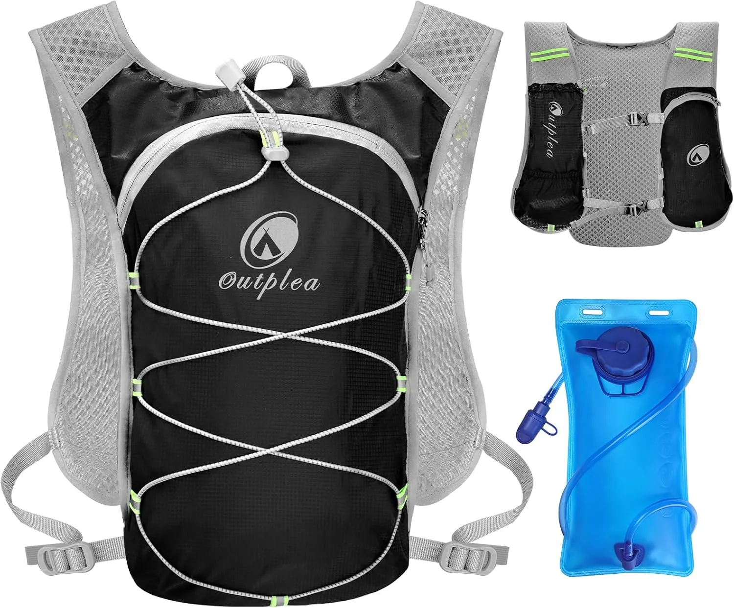 Small Water Backpack, Festival Hydration Vest, Hydro Pack with 2L Water Bladder, Lightweight Hydropack Running Water Vest for Women Men Runners Hiking Camping Biking Climbing