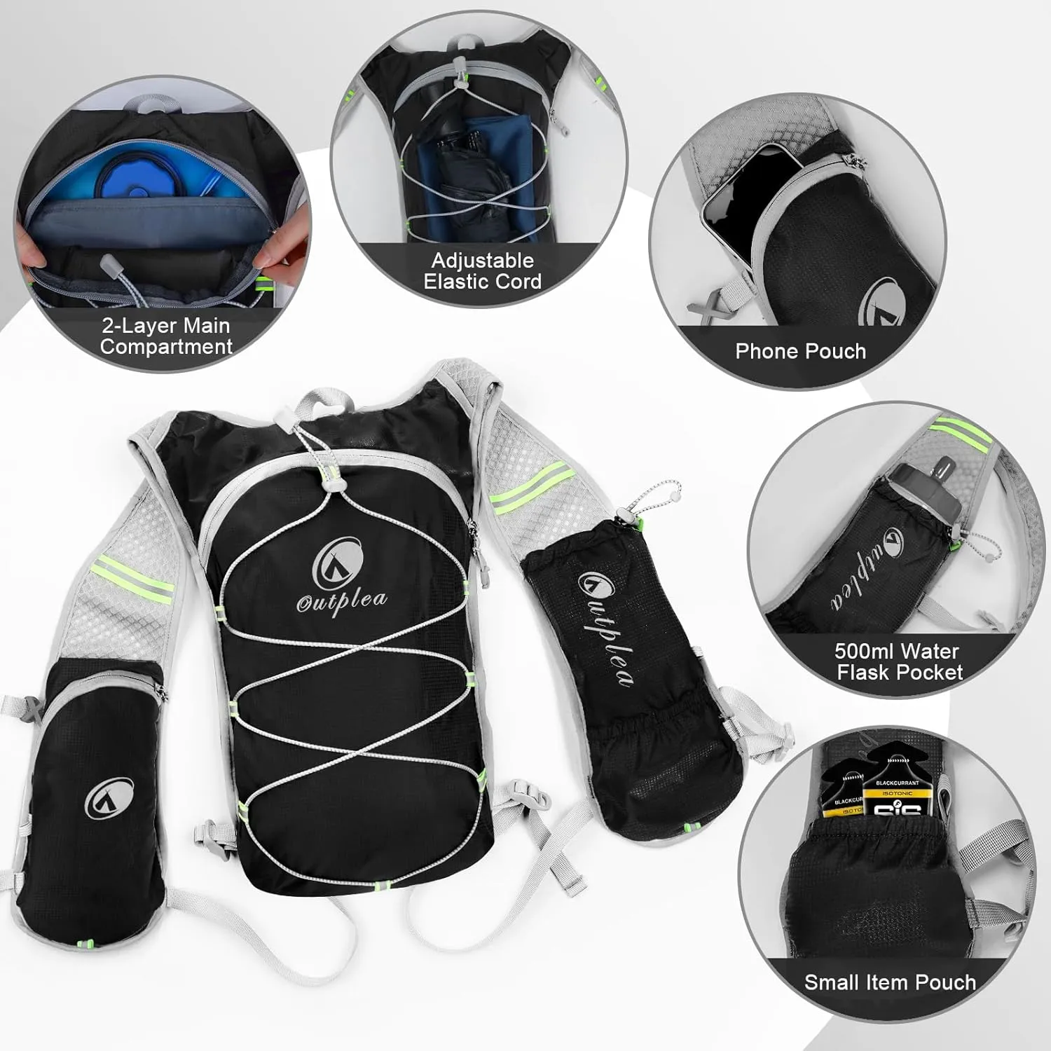 Small Water Backpack, Festival Hydration Vest, Hydro Pack with 2L Water Bladder, Lightweight Hydropack Running Water Vest for Women Men Runners Hiking Camping Biking Climbing