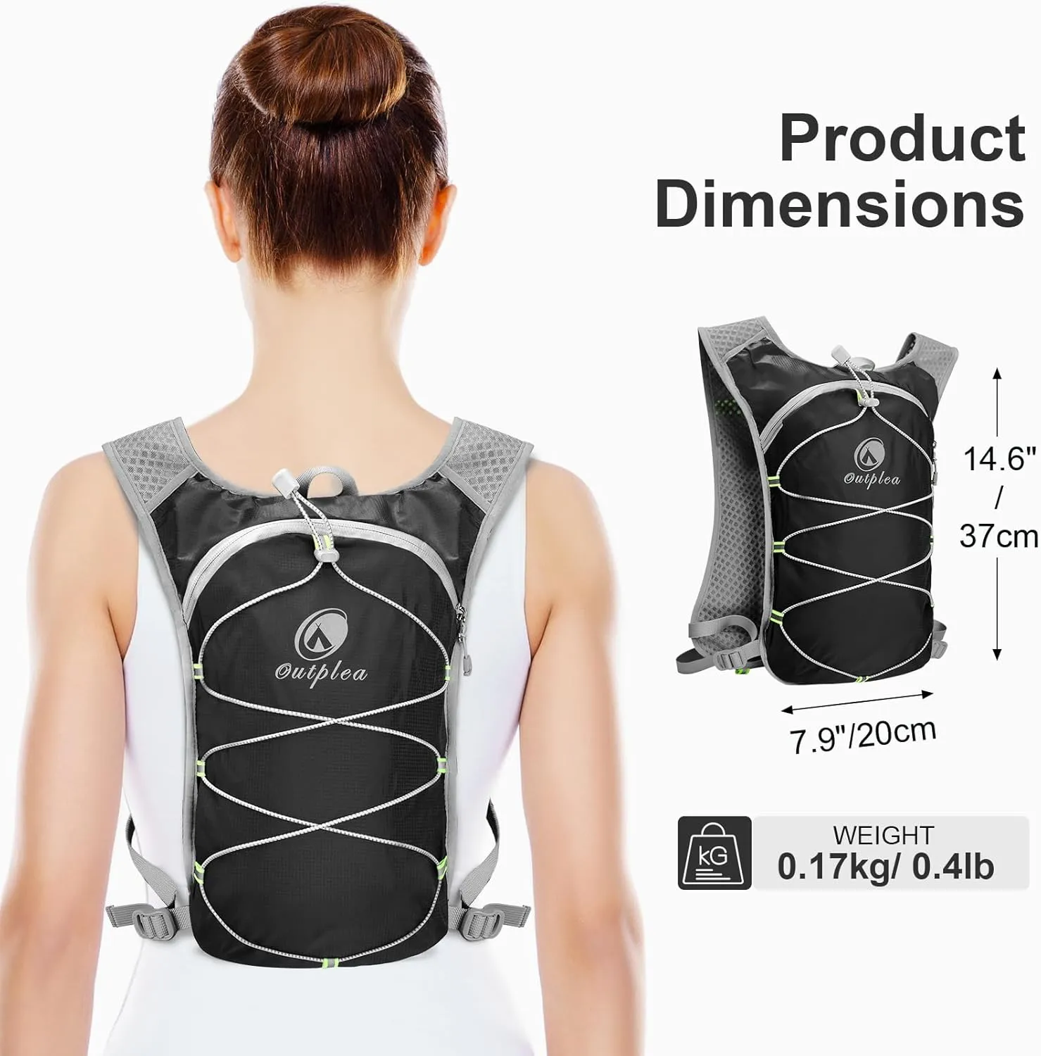 Small Water Backpack, Festival Hydration Vest, Hydro Pack with 2L Water Bladder, Lightweight Hydropack Running Water Vest for Women Men Runners Hiking Camping Biking Climbing