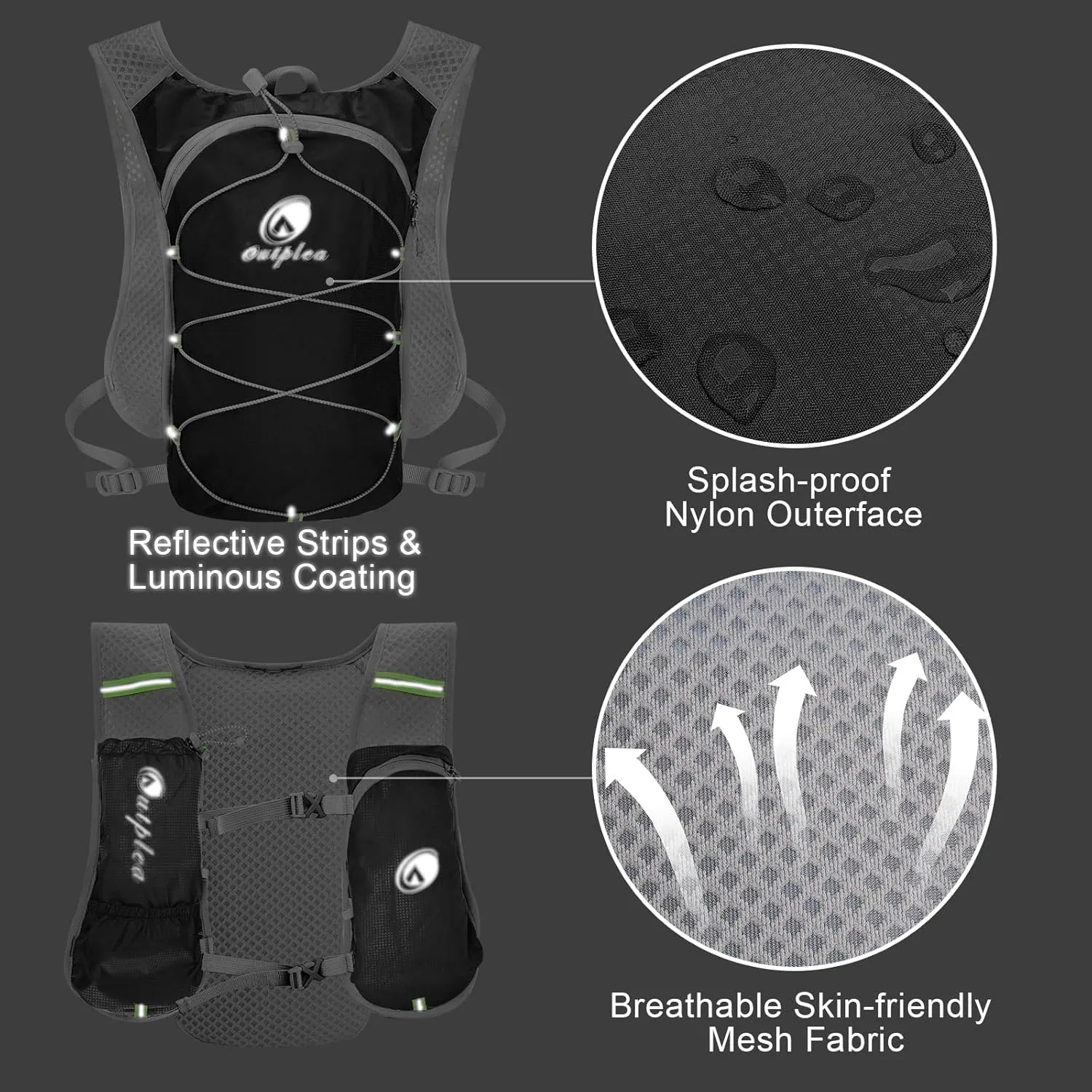 Small Water Backpack, Festival Hydration Vest, Hydro Pack with 2L Water Bladder, Lightweight Hydropack Running Water Vest for Women Men Runners Hiking Camping Biking Climbing