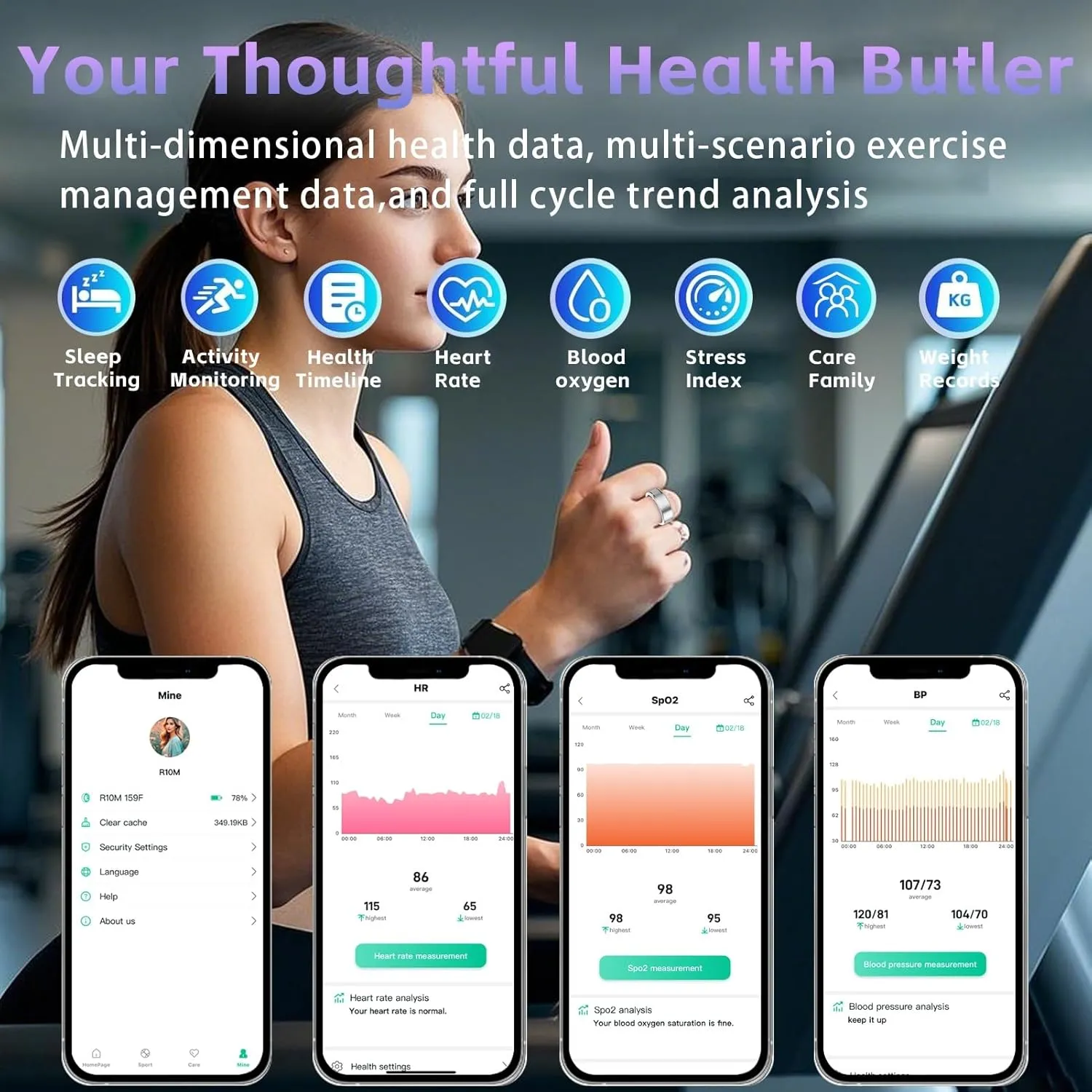Smart Ring for Women – Fitness Tracker Ring with Heart Rate, SpO2, Blood Pressure, Sleep Monitoring, Step & Calorie Counter, No Subscription Fee, iOS & Android Compatible (Silver, 11)