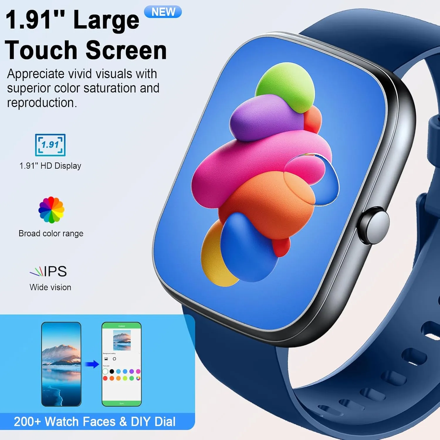 Smart Watch, 1.91"HD 2025 Smartwatch for Men Women (Answer/Make Call), 112  Sports IP68 Waterproof Fitness Activity Tracker, Heart Rate/Sleep Monitor/Pedometer/Calories, Fitness Watch for Android iOS