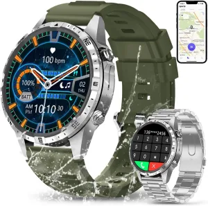 Smart Watch for Men Fitness Tracker (Make/Answer Call) Bluetooth Tactical Military Smartwatch Outdoor Waterproof Digital Sport Run Watches Heart Rate Monitor Step Counter for Android Phones iPhone