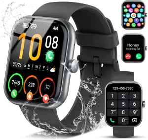 Smart Watch for Men Women, 1.96" Fitness Tracker Running Watch (Answer/Make Call), Pedometer, Sleep/Step/Activity/Heart Rate Monitor, 110  Sport Modes Smartwatch for Adroid iOS, Deep Black