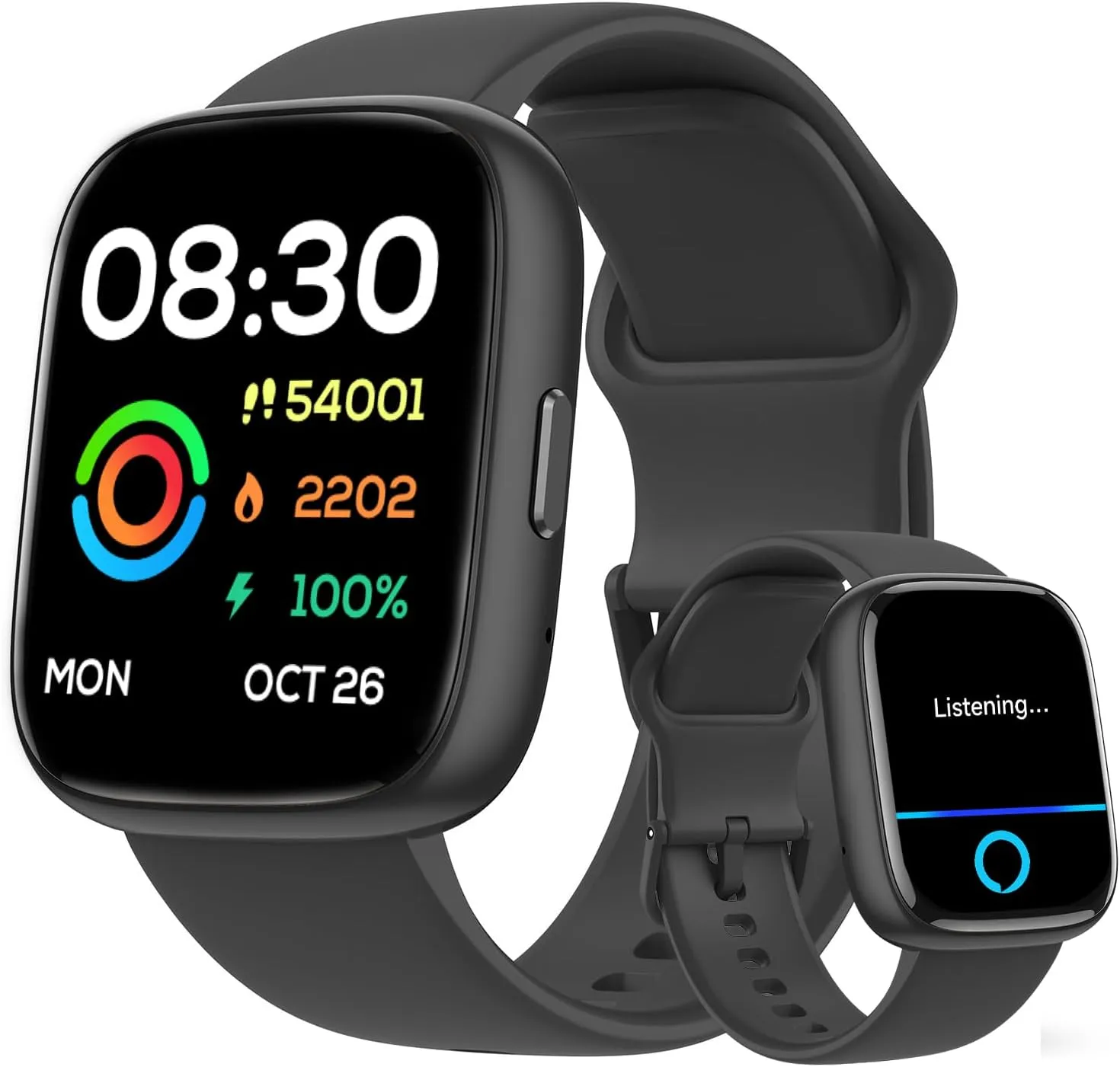 Smart Watch for Men Women Alexa Built-in 1.83" Fitness Tracker SmartWatch for iPhone Android Compatible, IP68 Waterproof 100  Sport Modes, Pedometer, Heart Rate/SpO2/Stress/Sleep Monitor