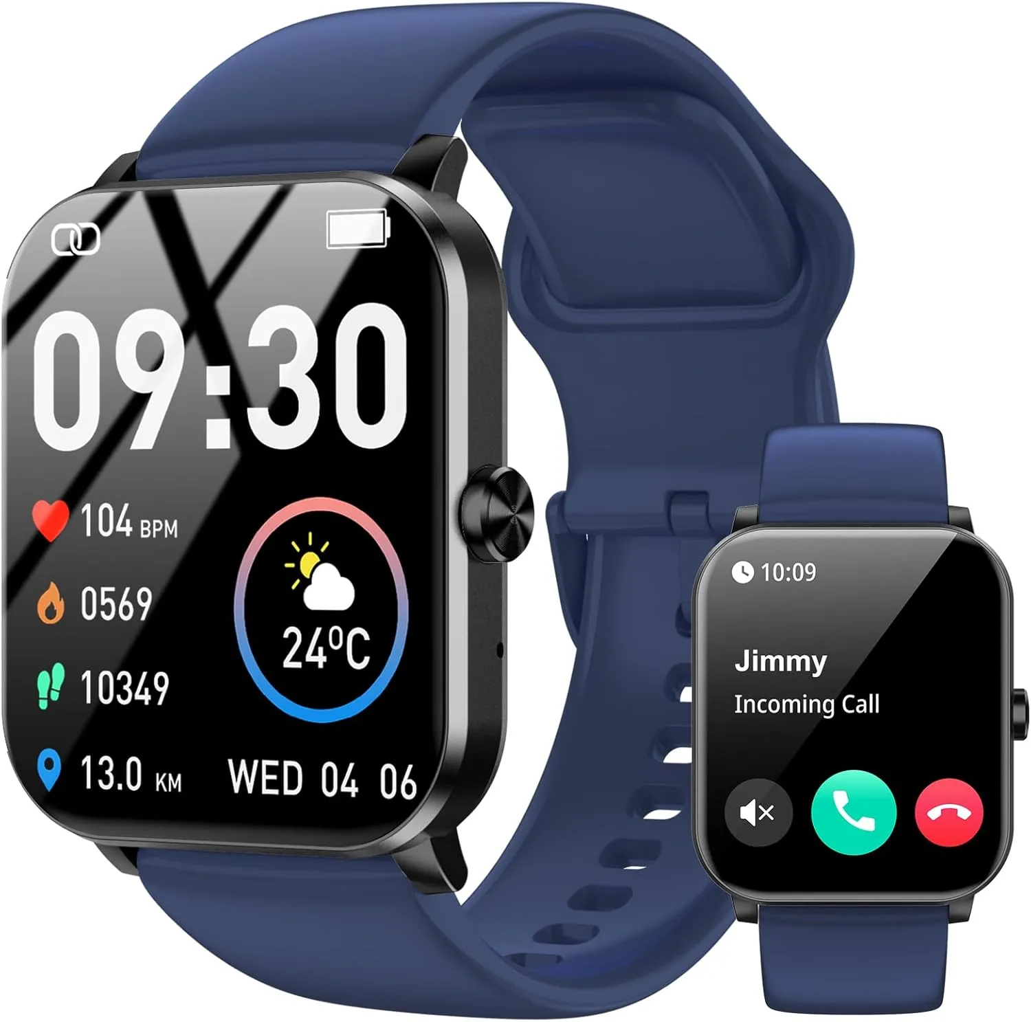 Smart Watch for Men Women with Bluetooth Call 1.85" HD Touch Screen Fitness Watch, 120  Sports Modes/Heart Rate/Sleep Monitor/IP68 Waterproof, Smartwatch for Android iOS (Blue)
