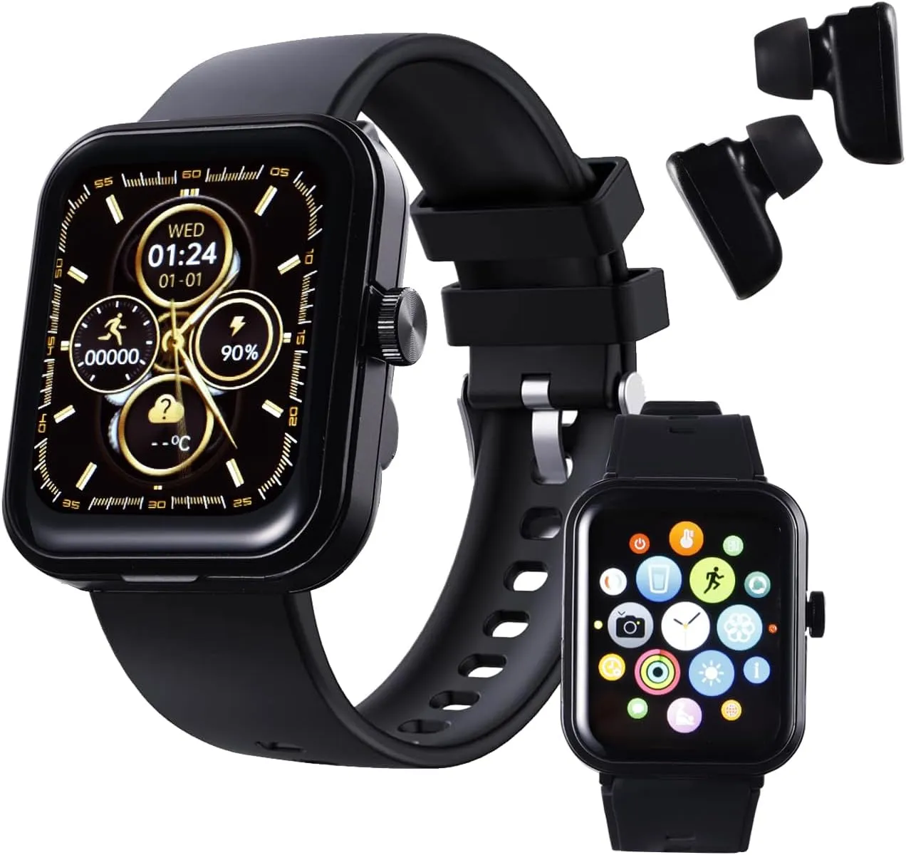 Smart Watch with Earbuds,1.85" HD Smartwatch for Men Women with Monitor/Pedometer/Calories,Sports Fitness Tracker Watch, IP67 Waterproof Activity Tracker for Android iOS