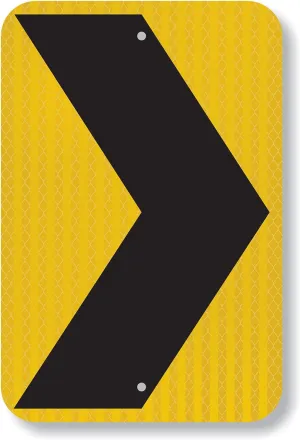 SmartSign 18 x 12 inch Chevron Right Arrow MUTCD-Compliant Metal Sign, 63 mil Aluminum, 3M Laminated High-Intensity Grade Reflective Material, Black and Yellow, Made in USA