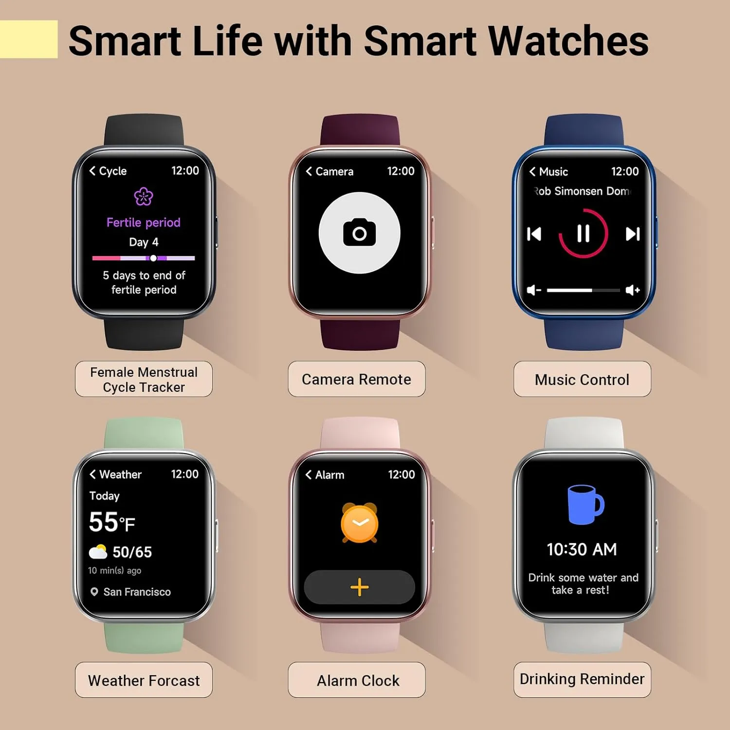 Smartwatch for Women, Compatible with Android & iPhone, 1.8'' Fitness Tracker Watch with Alexa, Call & Notification Alerts, Heart Rate & Sleep Monitor, 120 Sports Modes, Waterproof Watch for Women