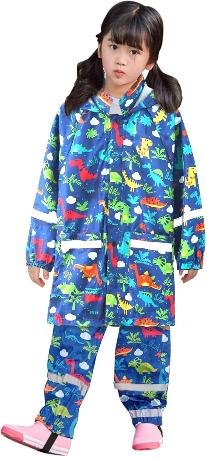 Soccer Rain Gear for Kids Reflective Raincoat Girls Hooded Print Rain Windproof Raincoat Trench Coat Hoodies Clothes