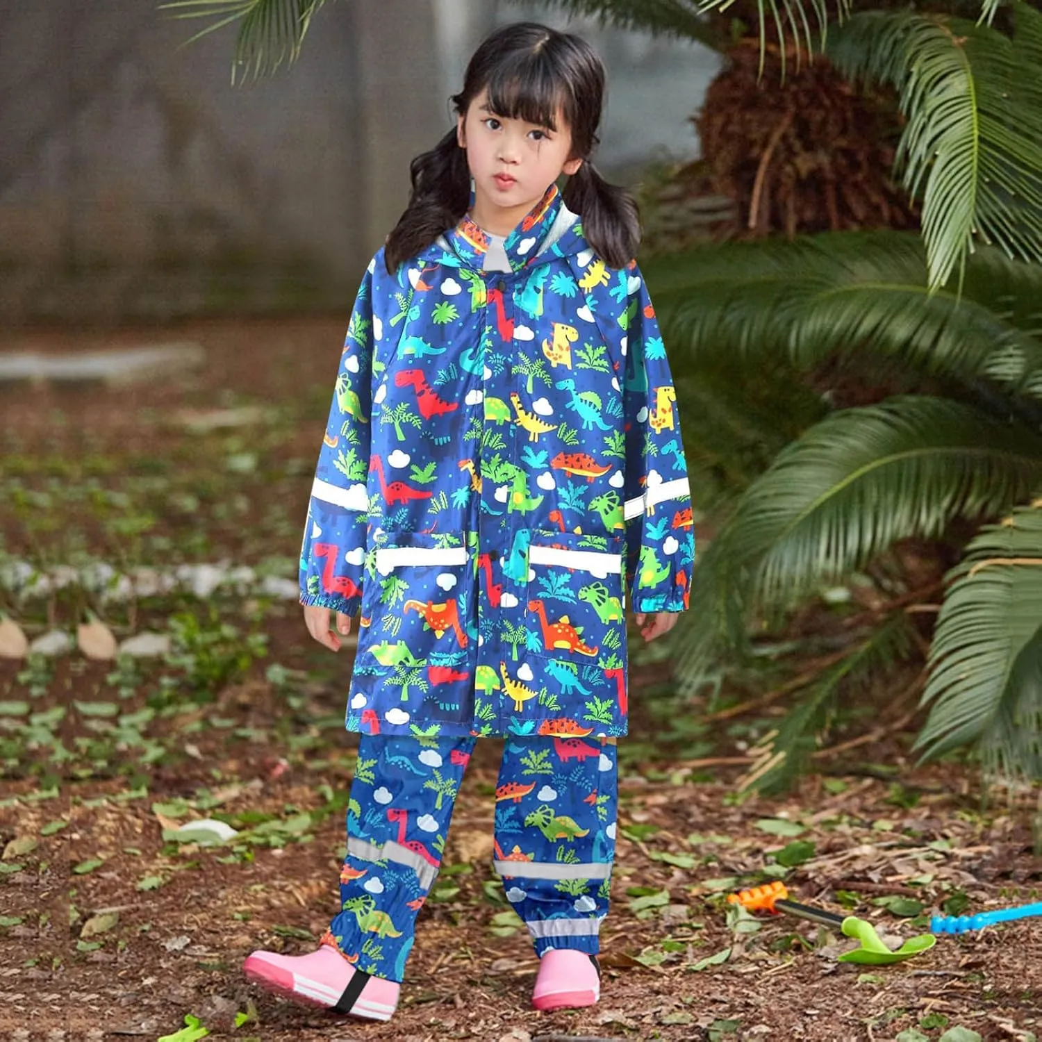 Soccer Rain Gear for Kids Reflective Raincoat Girls Hooded Print Rain Windproof Raincoat Trench Coat Hoodies Clothes