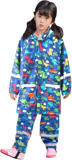 Soccer Rain Gear for Kids Reflective Raincoat Girls Hooded Print Rain Windproof Raincoat Trench Coat Hoodies Clothes