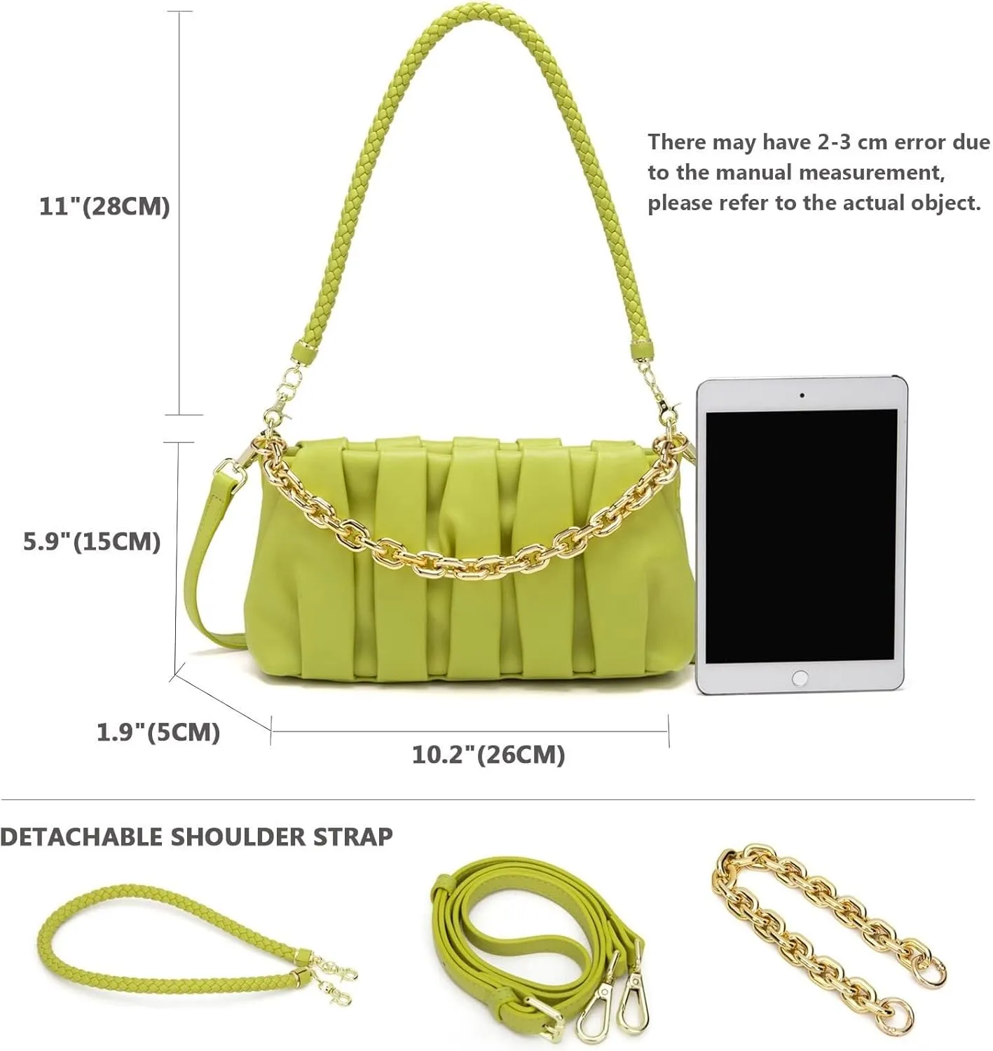 Soft Leather Trendy Crossbody Tote Handbag Gold Chain Clutch Pouch Bag Shoulder Dumpling Purse for Women