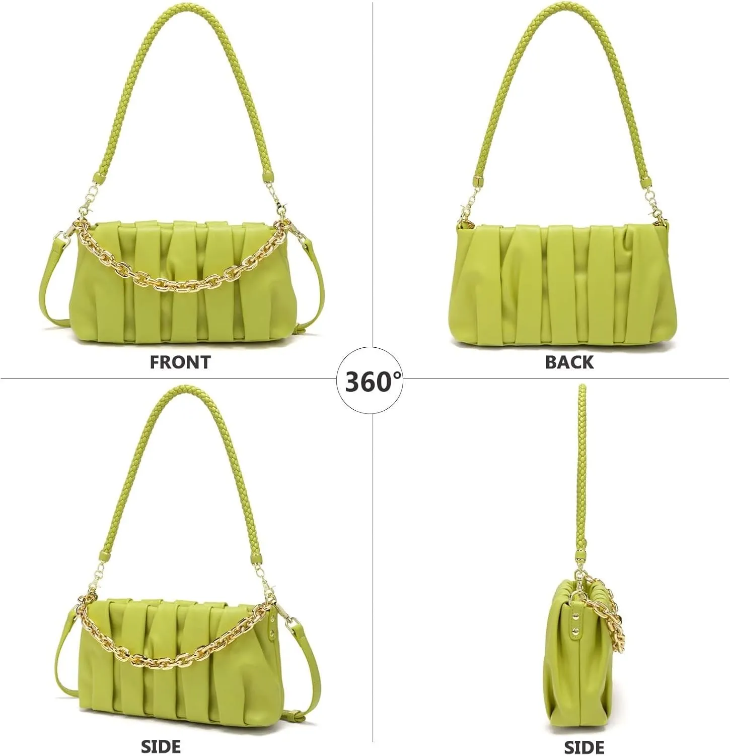 Soft Leather Trendy Crossbody Tote Handbag Gold Chain Clutch Pouch Bag Shoulder Dumpling Purse for Women