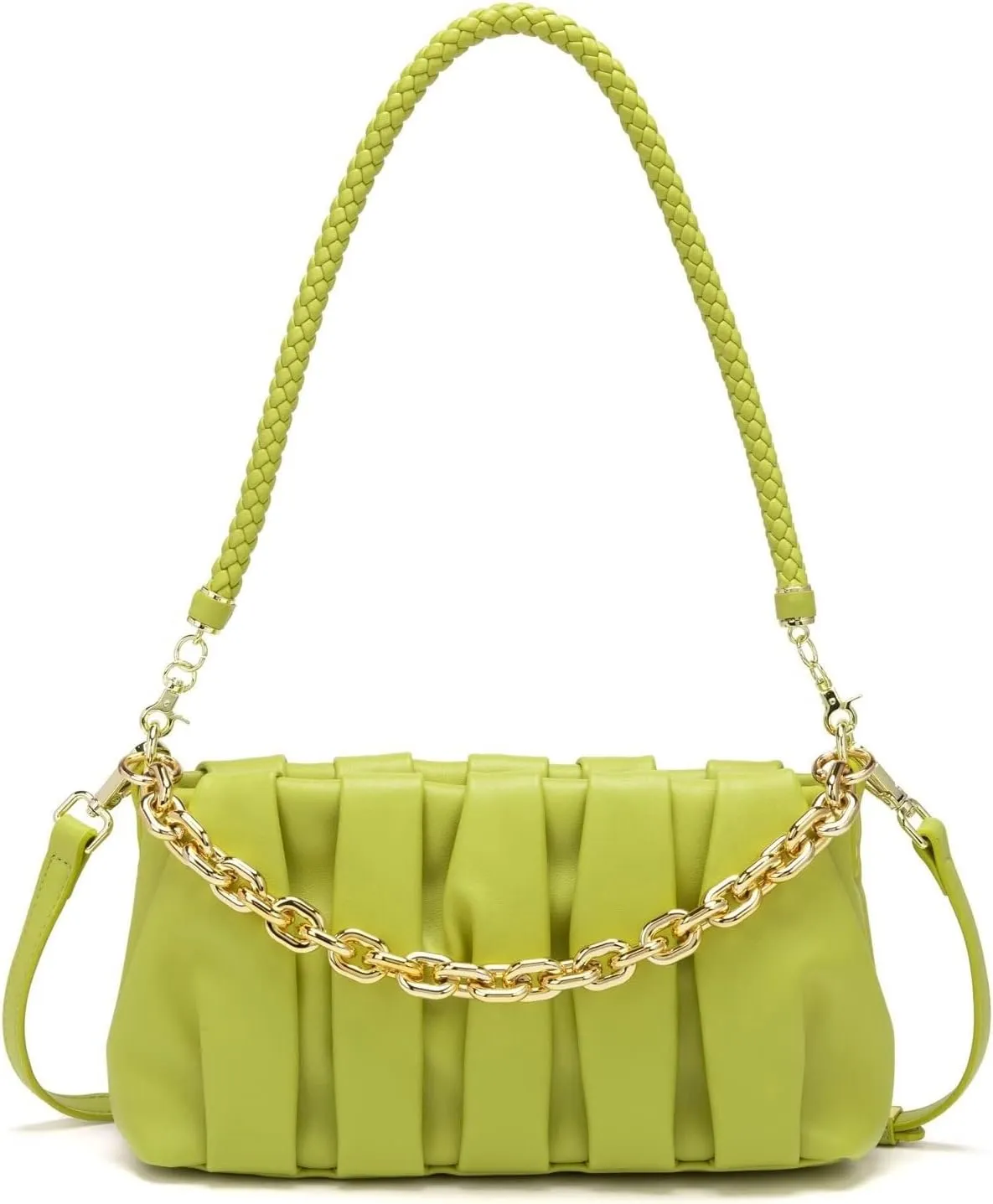 Soft Leather Trendy Crossbody Tote Handbag Gold Chain Clutch Pouch Bag Shoulder Dumpling Purse for Women