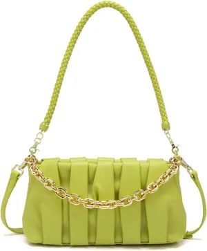 Soft Leather Trendy Crossbody Tote Handbag Gold Chain Clutch Pouch Bag Shoulder Dumpling Purse for Women