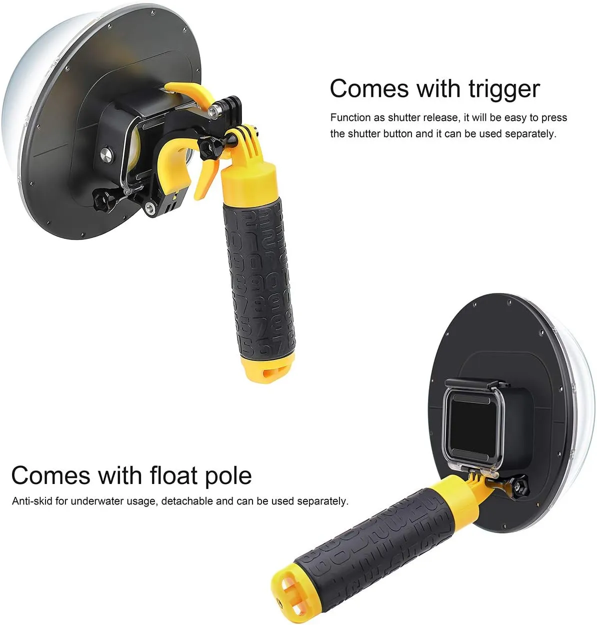 SOONSUN Dome Port for GoPro Hero 13/12/11/10/9 Black, 147 Feet Underwater Water Dome Lens with Waterproof Housing Case, Floating Hand Grip, Trigger for Underwater Photography