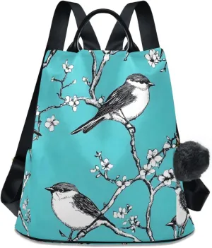 Sparrows Peach Blossom Backpack for Women Anti Theft Large Fashion Travel Shoulder Bag Purse Rucksack Lightweight