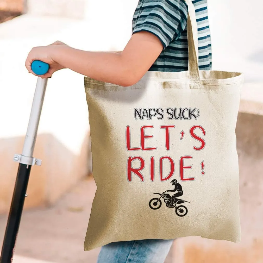 Speedy Pros Canvas Tote Bag for Women Naps Suck! Let's Ride! Funny Humor Gag Beach Bags for Women
