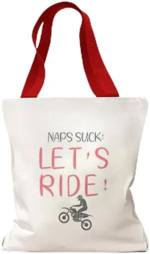 Speedy Pros Canvas Tote Bag for Women Naps Suck! Let's Ride! Funny Humor Gag Beach Bags for Women