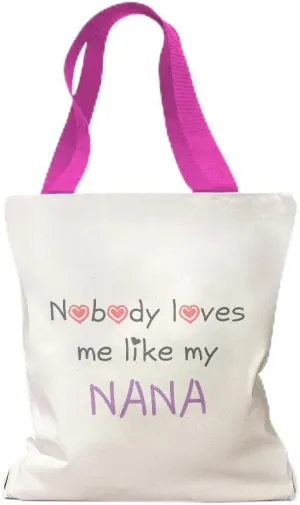 Speedy Pros Canvas Tote Bag for Women Nobody Loves Me like My Nana Grandmother Grandma Funny
