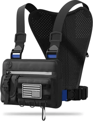 Sports Chest Bag For Men, Running Vest Bag with Water Resistant Lightweight Front Chest Pack With Built-In Phone Holder & Extra Storage For Workouts, Cycling, Hiking, L Size