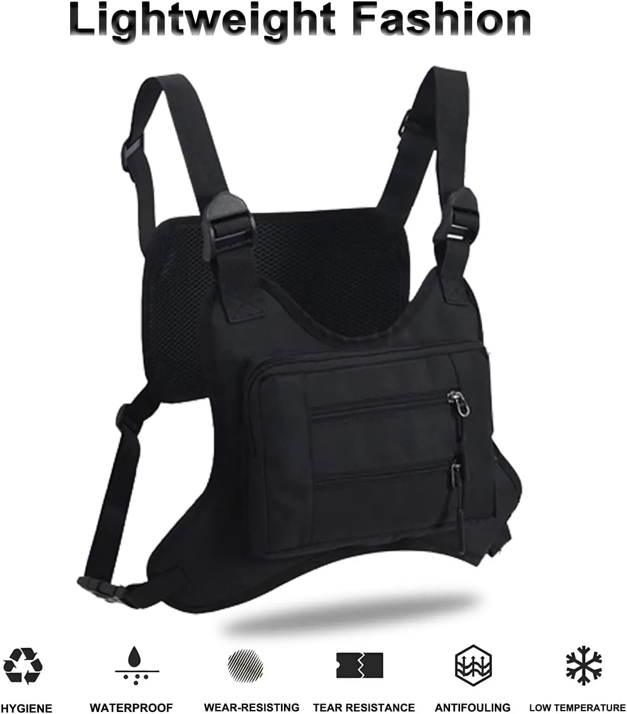 Sports Chest Bag for Men, Water Resistant Chest Pack, Running Pack with Cell Phone Holder and Extra Storage