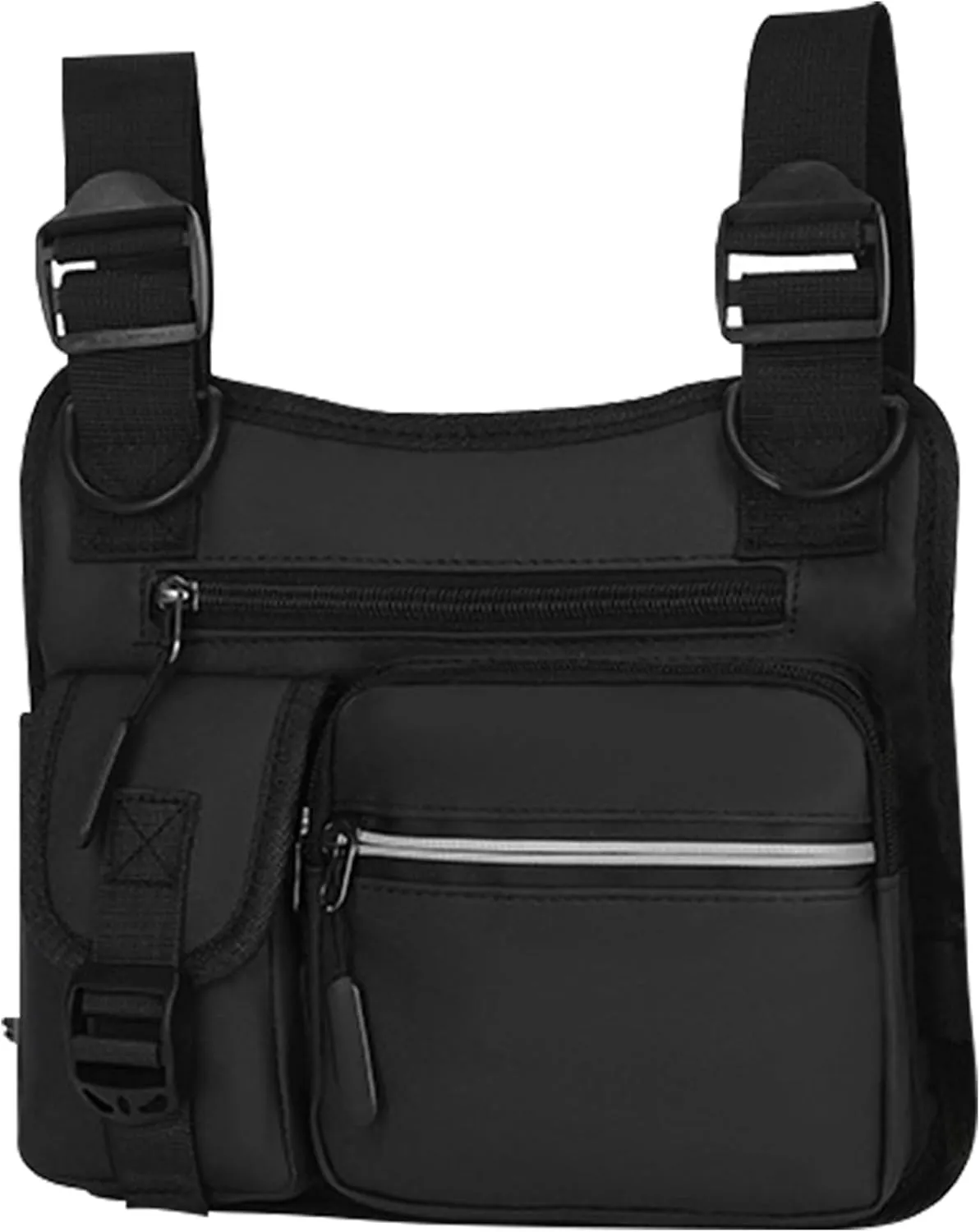 Sports Chest Bag for Men Women Running Vest Bag Outdoor Chest Pack with Phone Pocket Lightweight Crossbody Backpack for Hiking Cycling Travel Workouts (Black)