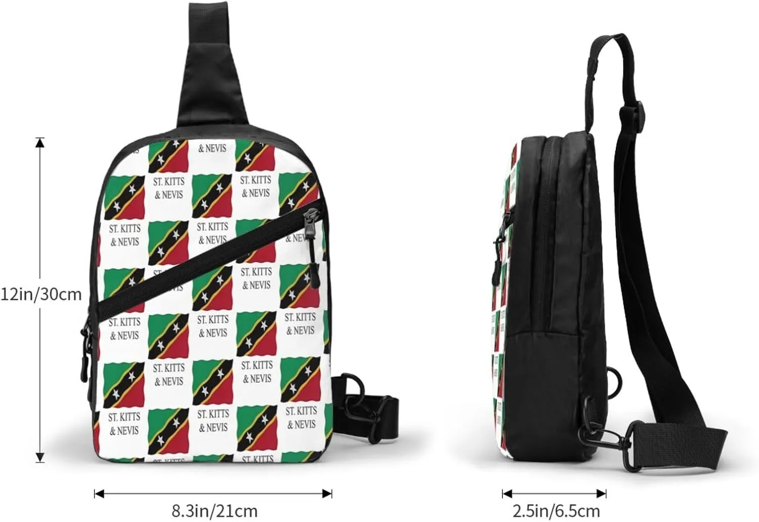 St Kitts Nevis flag Crossbody Bag Portable Sling Bags Foldable Chest Daypack Reusable Sports Shoulder Backpack Diagonally Casual Rucksack Travel Bag
