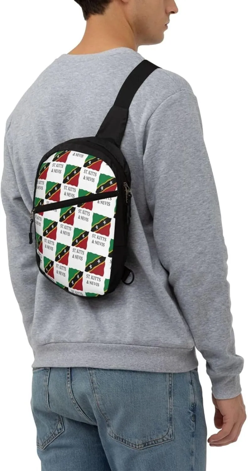 St Kitts Nevis flag Crossbody Bag Portable Sling Bags Foldable Chest Daypack Reusable Sports Shoulder Backpack Diagonally Casual Rucksack Travel Bag