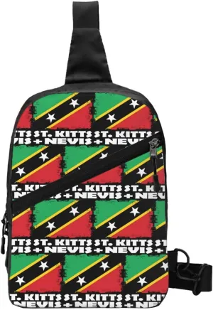 St Kitts Nevis National Flag Crossbody Bag Portable Sling Bags Foldable Chest Daypack Reusable Sports Shoulder Backpack Diagonally Casual Rucksack Travel Bag