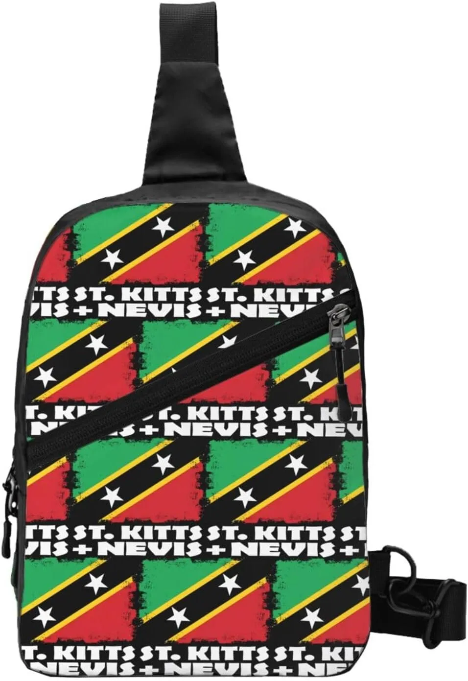St Kitts Nevis National Flag Crossbody Bag Portable Sling Bags Foldable Chest Daypack Reusable Sports Shoulder Backpack Diagonally Casual Rucksack Travel Bag