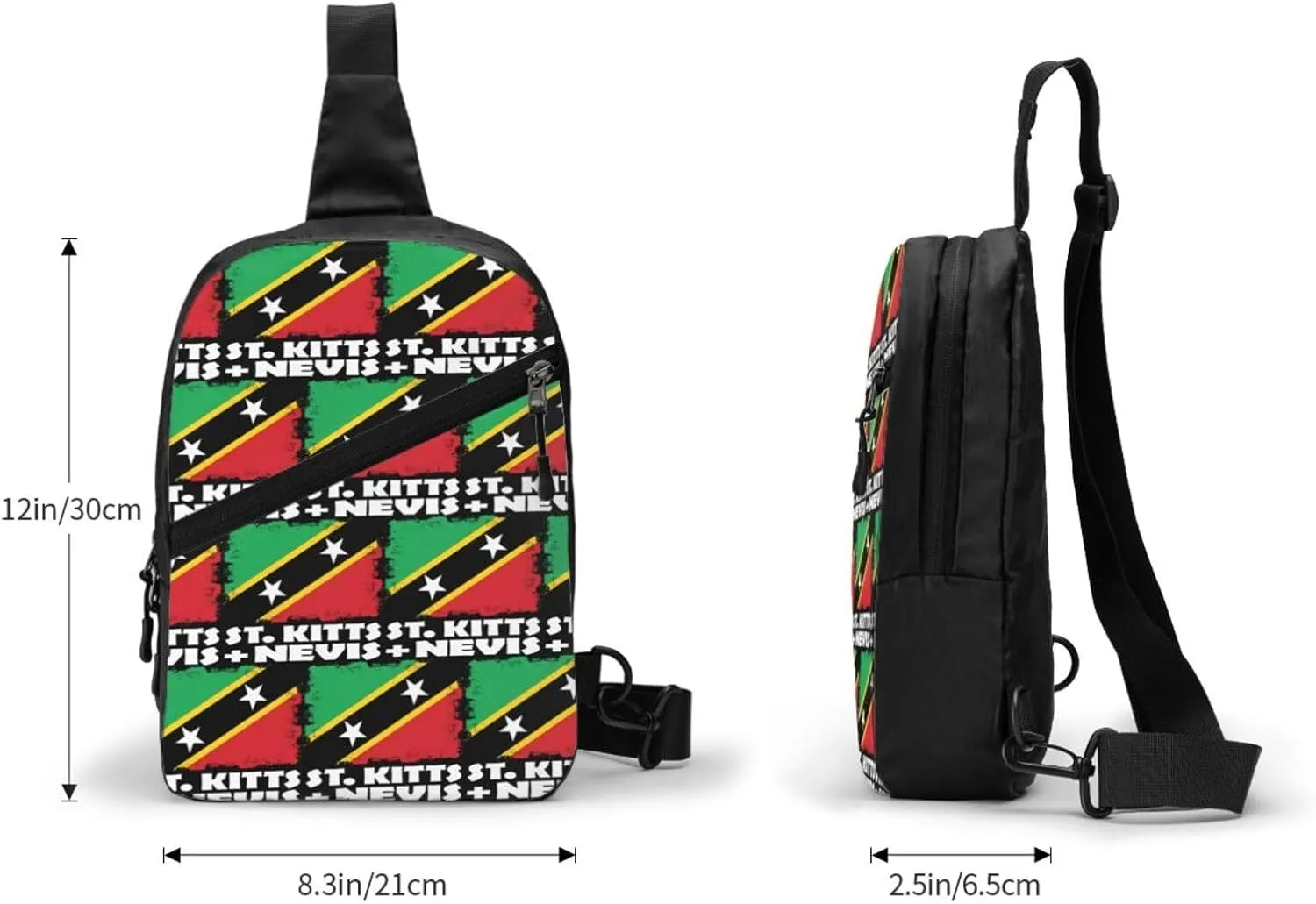 St Kitts Nevis National Flag Crossbody Bag Portable Sling Bags Foldable Chest Daypack Reusable Sports Shoulder Backpack Diagonally Casual Rucksack Travel Bag
