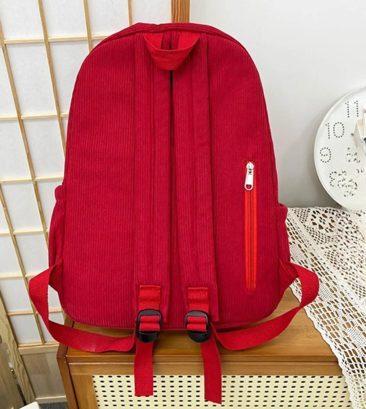 Star Backpack Kawaii Large Capacity Aesthetic Rucksack Cute Accessories Bag for Woman Light-hearted Mori (Red,Large)