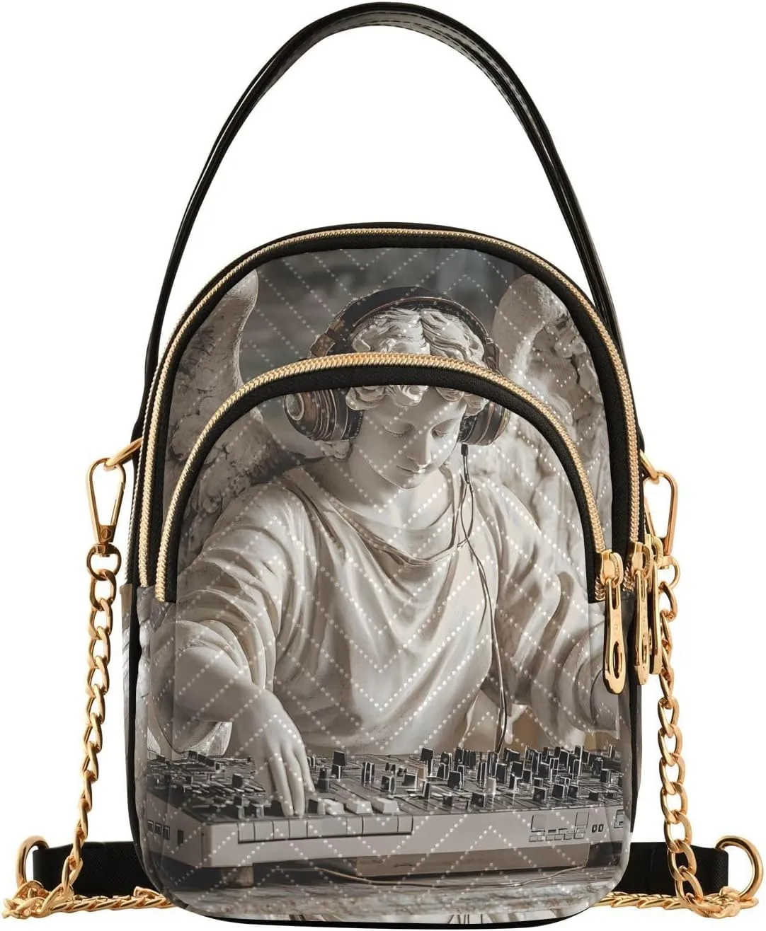 Statue Dj Sling Bag for Women, Small Shoulder Bag Crossbody Bag Purse with Chain Strap Top handle 5.91×3.15×8.27 Inches