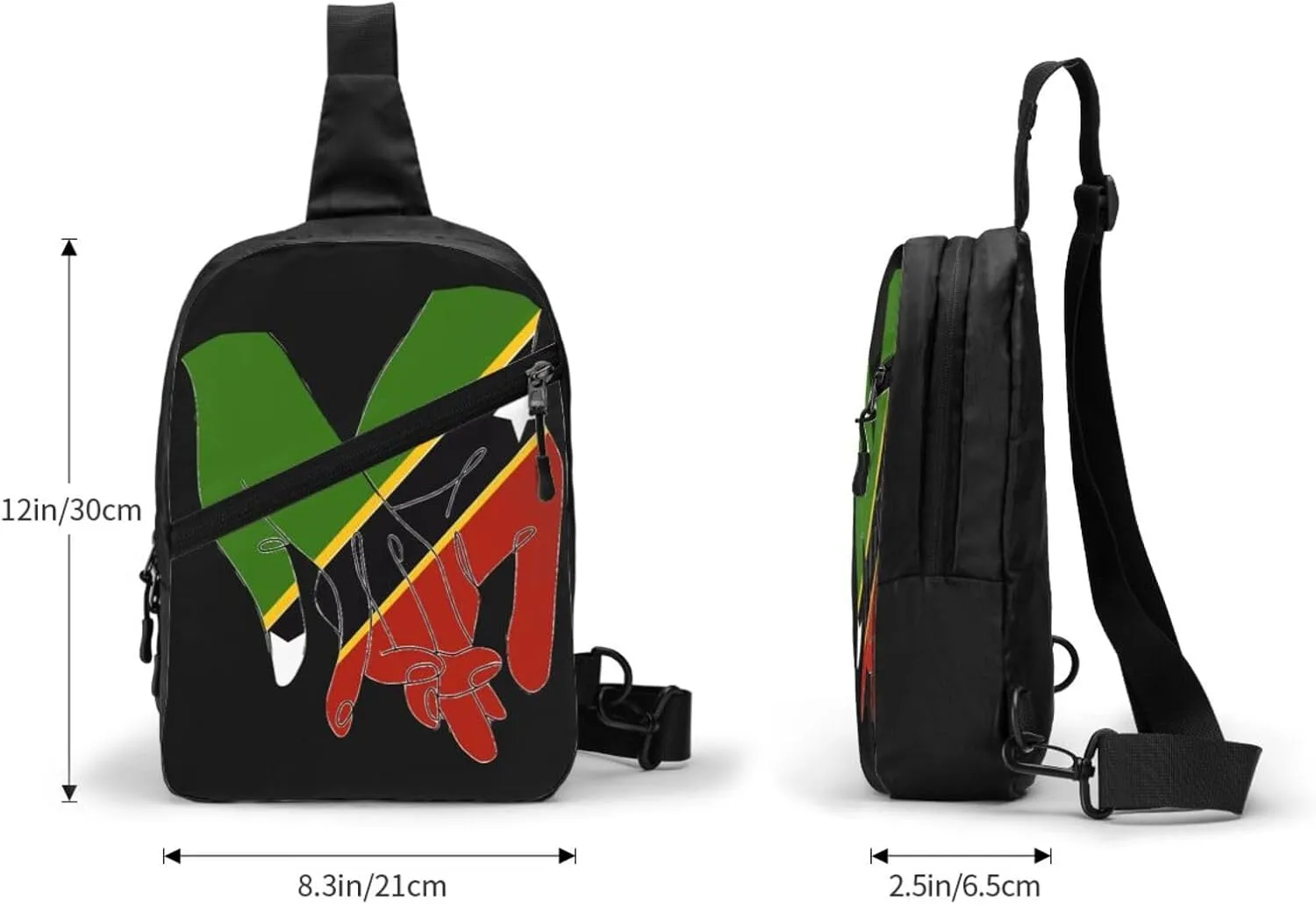 St.Kitts United Flag Crossbody Bag Portable Sling Bags Foldable Chest Daypack Reusable Sports Shoulder Backpack Diagonally Casual Rucksack Travel Bag