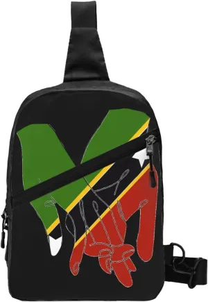 St.Kitts United Flag Crossbody Bag Portable Sling Bags Foldable Chest Daypack Reusable Sports Shoulder Backpack Diagonally Casual Rucksack Travel Bag