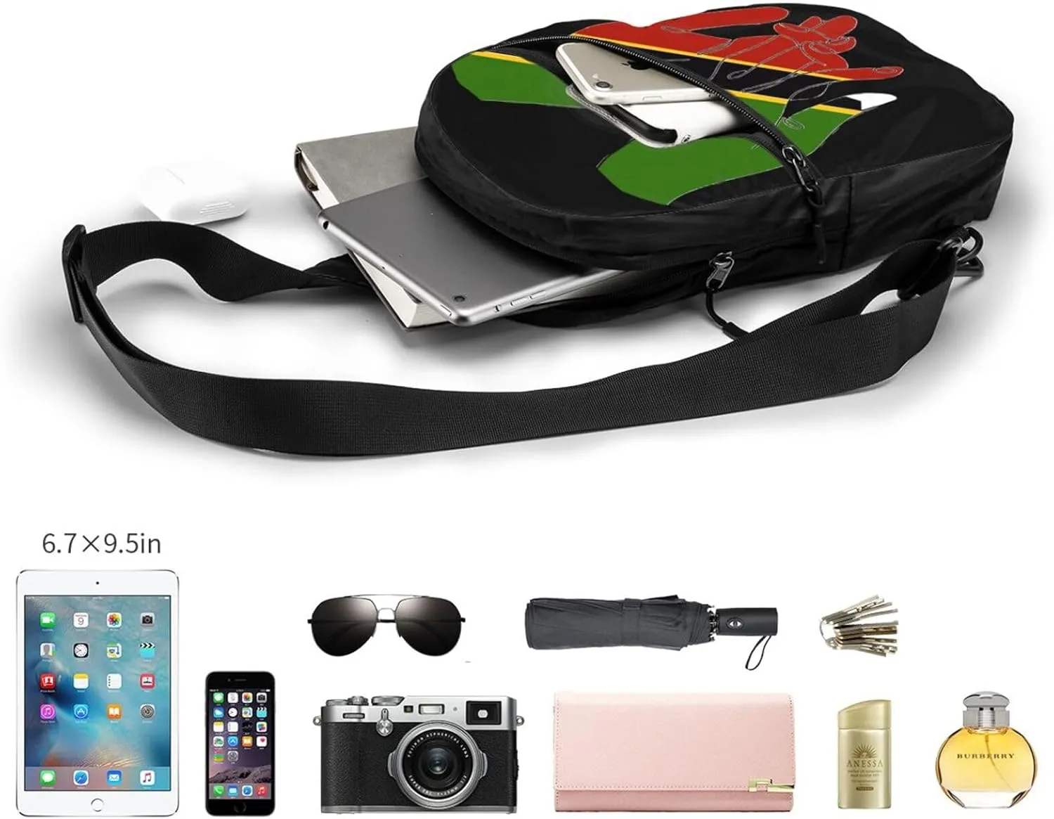 St.Kitts United Flag Crossbody Bag Portable Sling Bags Foldable Chest Daypack Reusable Sports Shoulder Backpack Diagonally Casual Rucksack Travel Bag