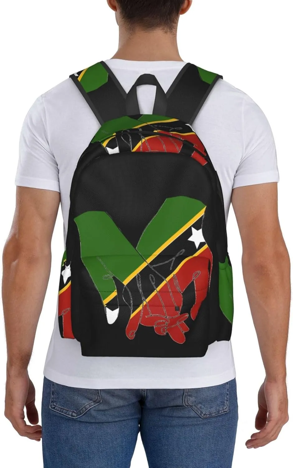 St.Kitts United Flag Laptop Commuter Backpack Shoulder Bag Casual Back Pack Daypack Bags With Side Pockets For Work Travel Daily Use