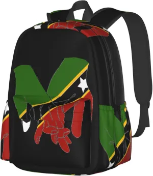 St.Kitts United Flag Laptop Commuter Backpack Shoulder Bag Casual Back Pack Daypack Bags With Side Pockets For Work Travel Daily Use