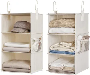 StorageWorks 6-Shelf Closet Organizers, Two 3-Shelf Separable Hanging Shelves for Closet, 12" D x 12" W x 48 3⁄4" H, Mixing of Beige, White & Ivory