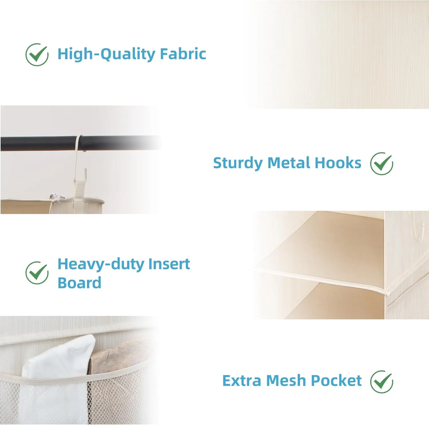 StorageWorks 6-Shelf Closet Organizers, Two 3-Shelf Separable Hanging Shelves for Closet, 12" D x 12" W x 48 3⁄4" H, Mixing of Beige, White & Ivory