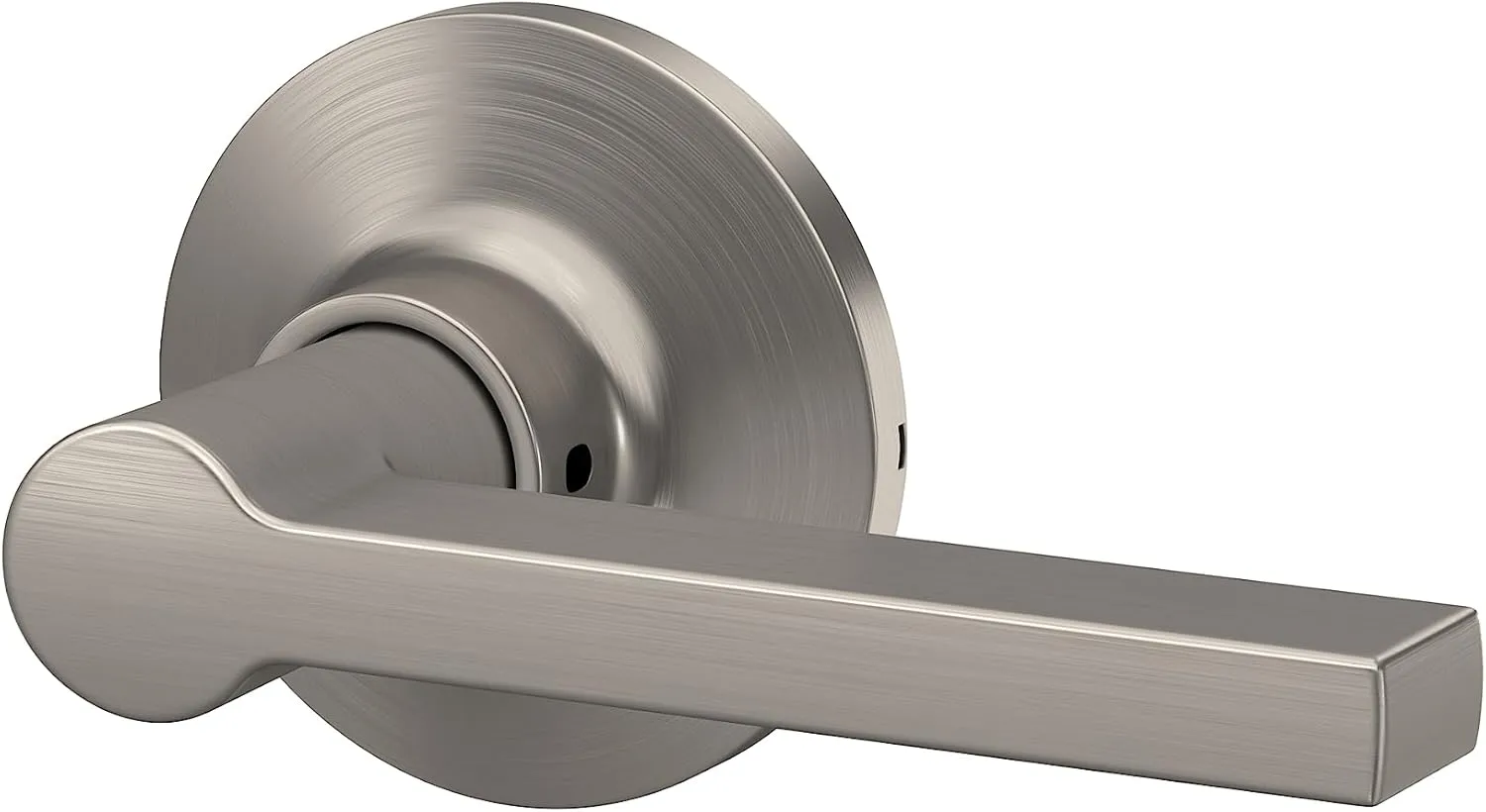 Straight Lever with Round Trim Hall and Closet Door Handle, Satin Nickel Finish, 4 Pack