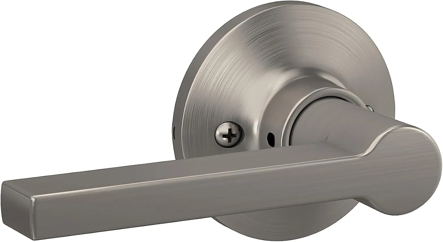Straight Lever with Round Trim Hall and Closet Door Handle, Satin Nickel Finish, 4 Pack