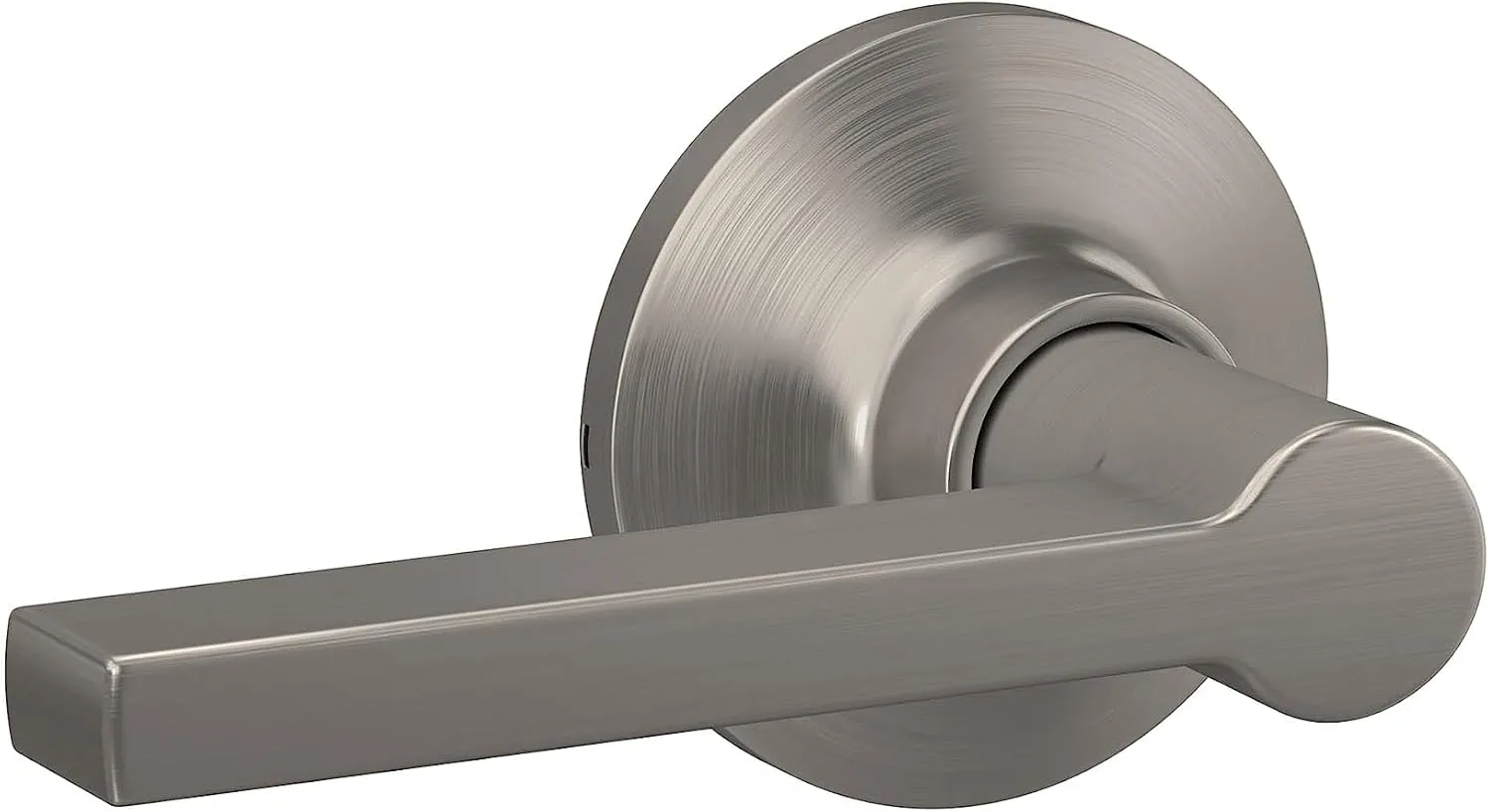 Straight Lever with Round Trim Hall and Closet Door Handle, Satin Nickel Finish, 4 Pack